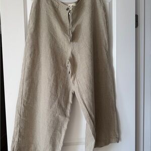 Eileen Fisher Taupe Linen Button-Front Top NWT
